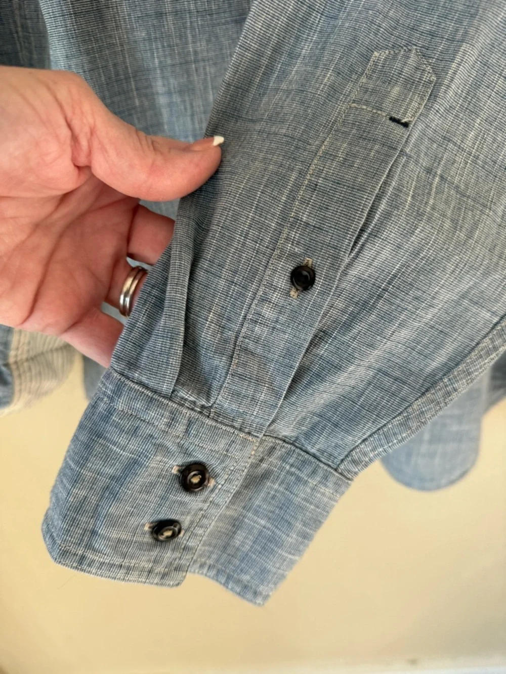 Banana Republic Light‎ Blue Striped Utility Shirt 16-16 1/2. 100% Cotton